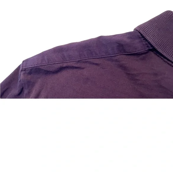 Burberry Brit Nova Check Placket Cotton Dark Purple Men’s Polo Shirt Size L​​​​